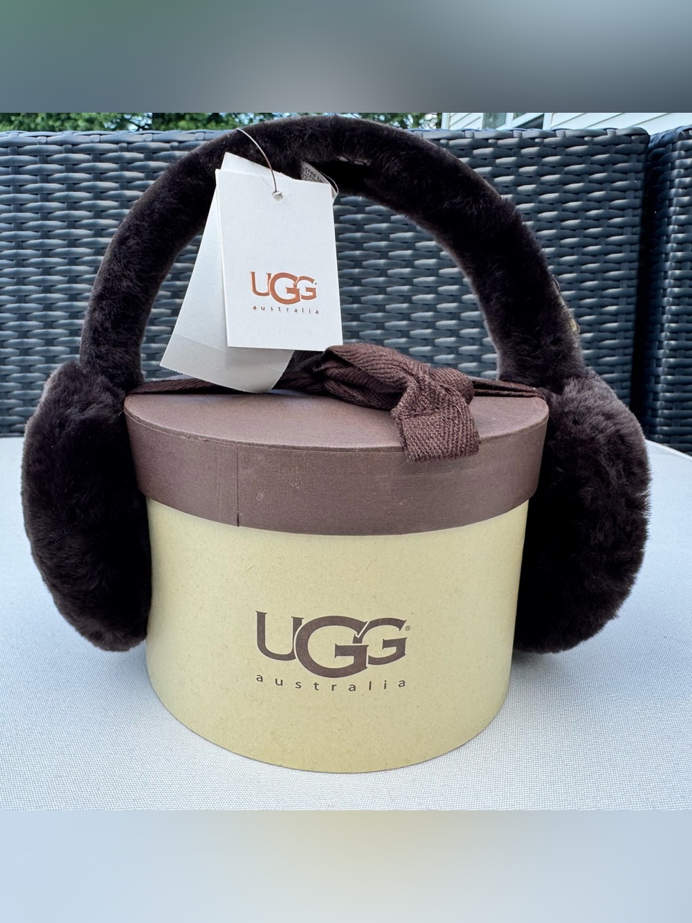 UGG Brown Plush Shearling Earmuffs